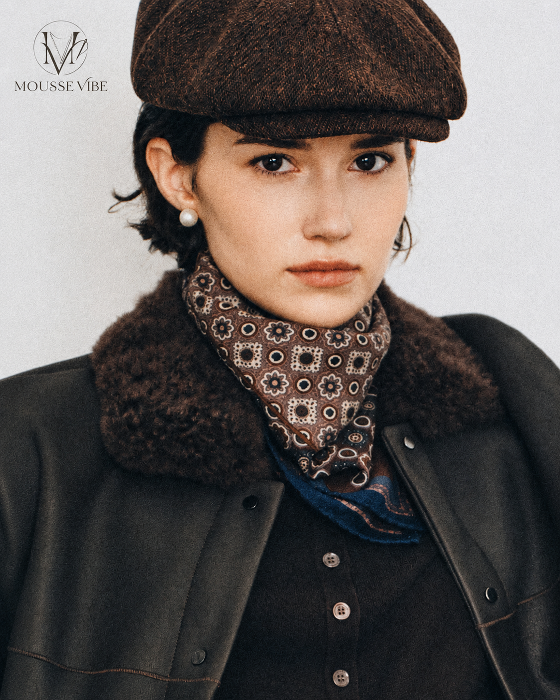 Mousse Vibe Inspired Double-Sided Embroidered Silk Wool Scarf