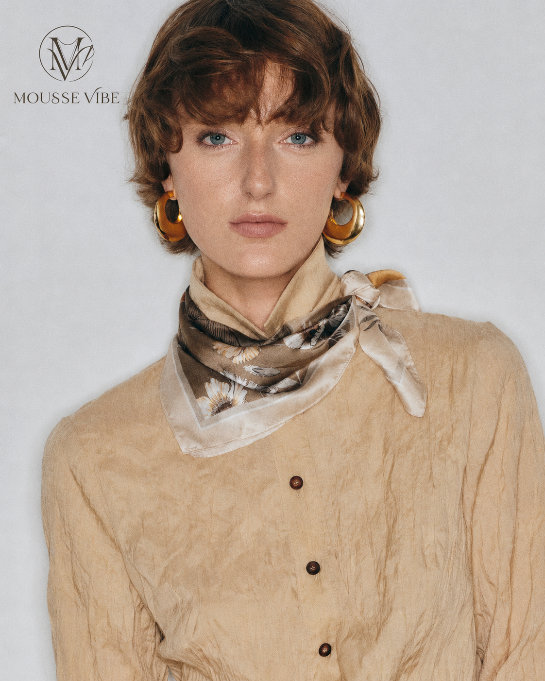 Mousse Vibe "Southern France" Retro Art Silk Crepe Satin Scarf
