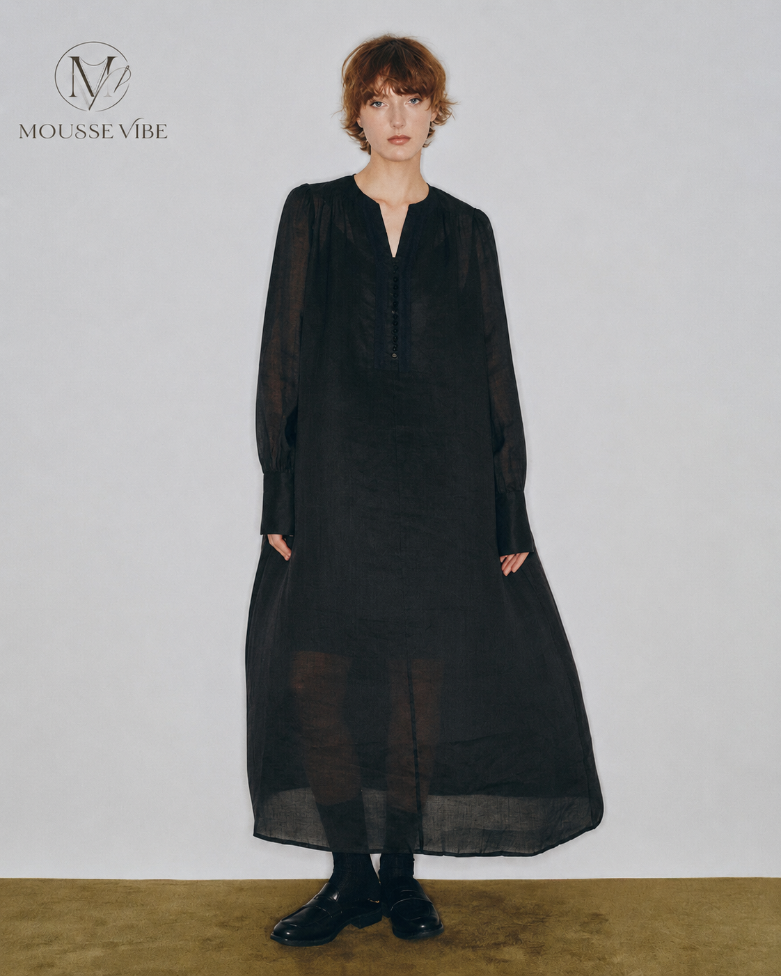 Mousse Vibe Relaxed V-Neck Pleated Two-Piece Dress