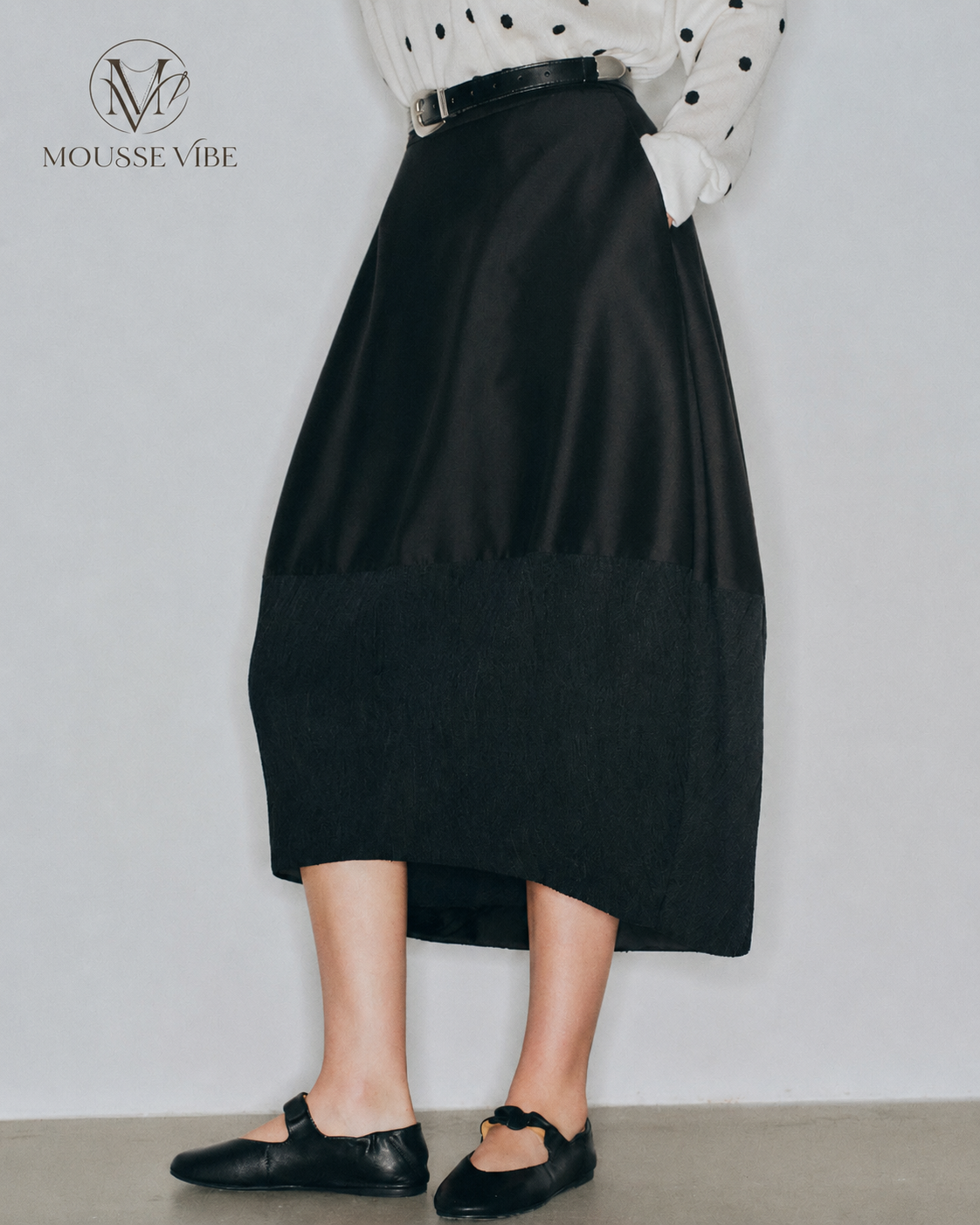 Mousse Vibe Quiet Luxury Balloon Skirt – Pleated Art Design