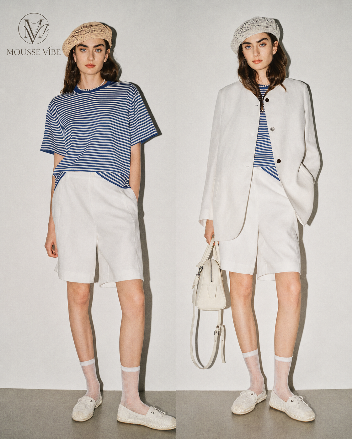 Mousse Vibe "Water Doll Shirt" Striped T-Shirt Skirt Set