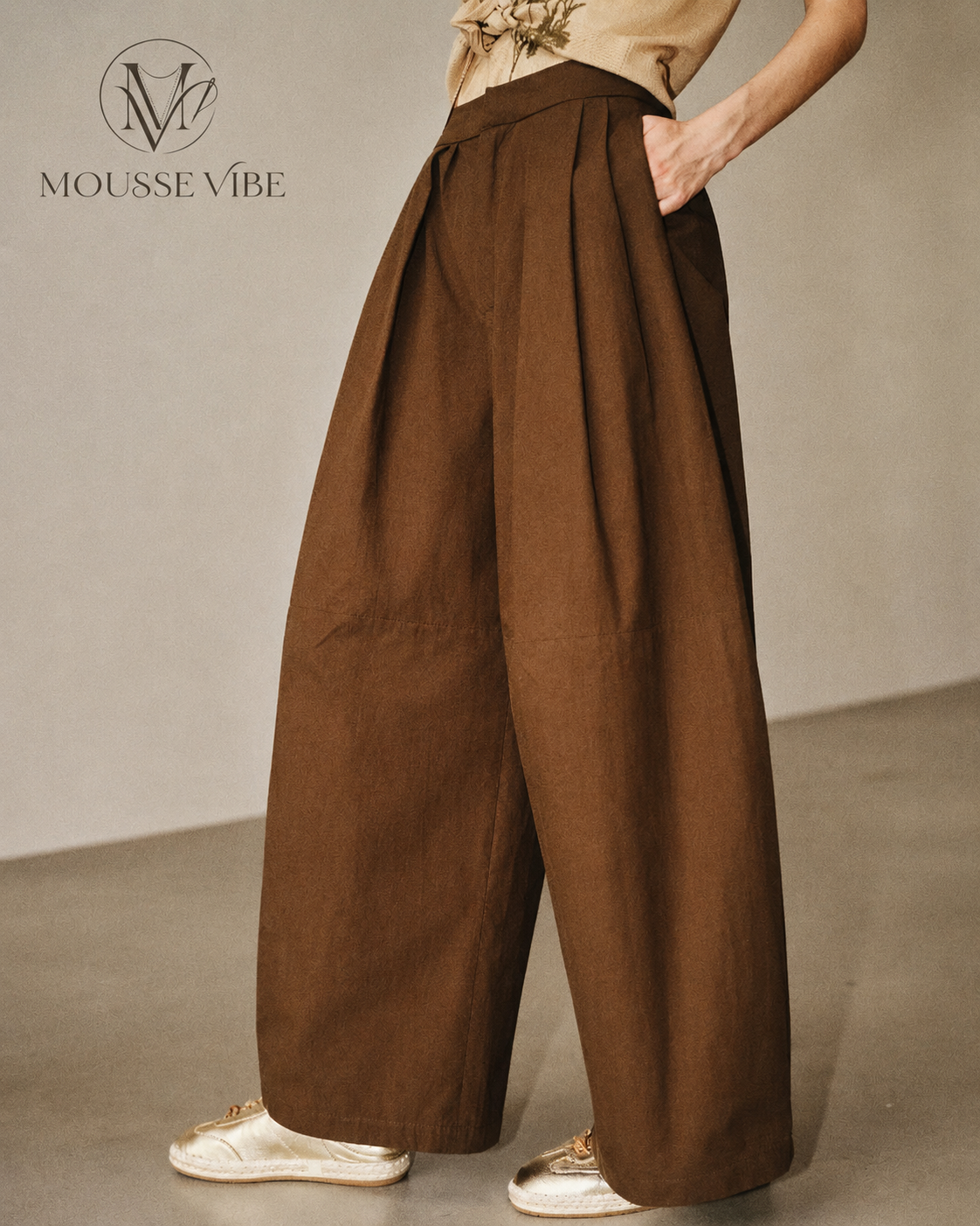 Mousse Vibe Long-Leg "Carrot Pants" – Vintage Pleated Slim Fit