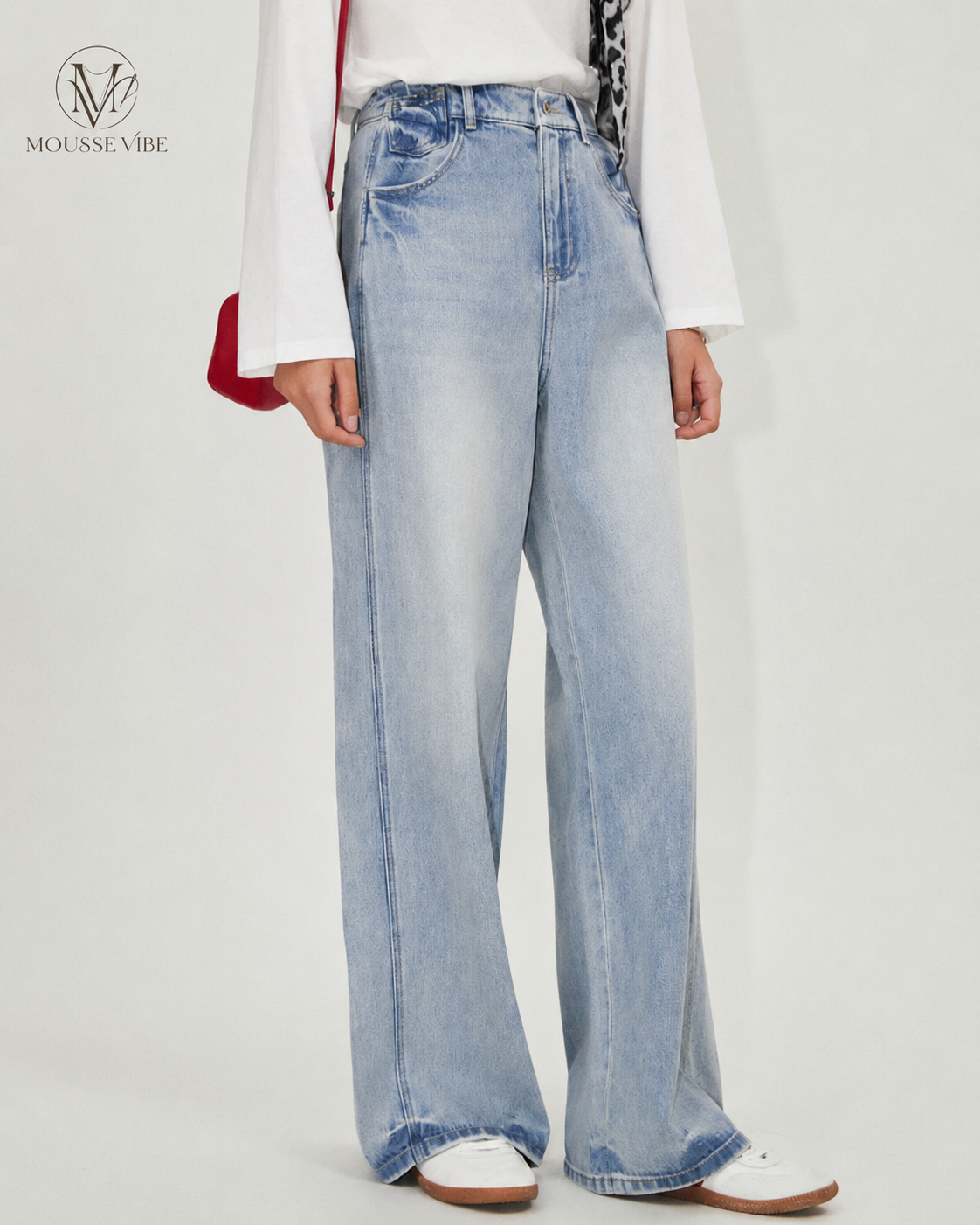 Small Punch Filter Hong Kong Style Retro Wide-Leg Jeans