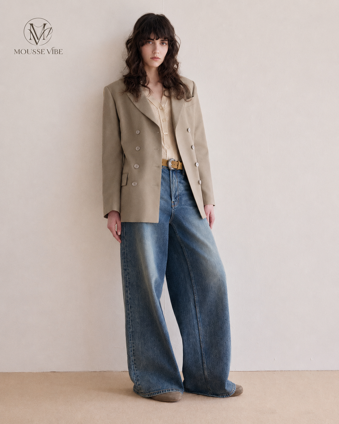 Mousse Vibe "Supermodel Pants" Retro Washed Stretch Cotton Jeans