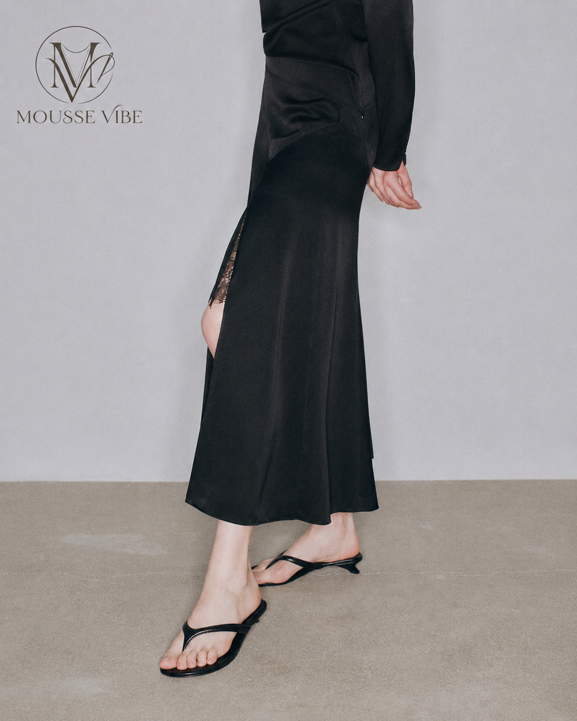 Mousse Vibe Triacetate High Pants with Sexy Lace Bottom