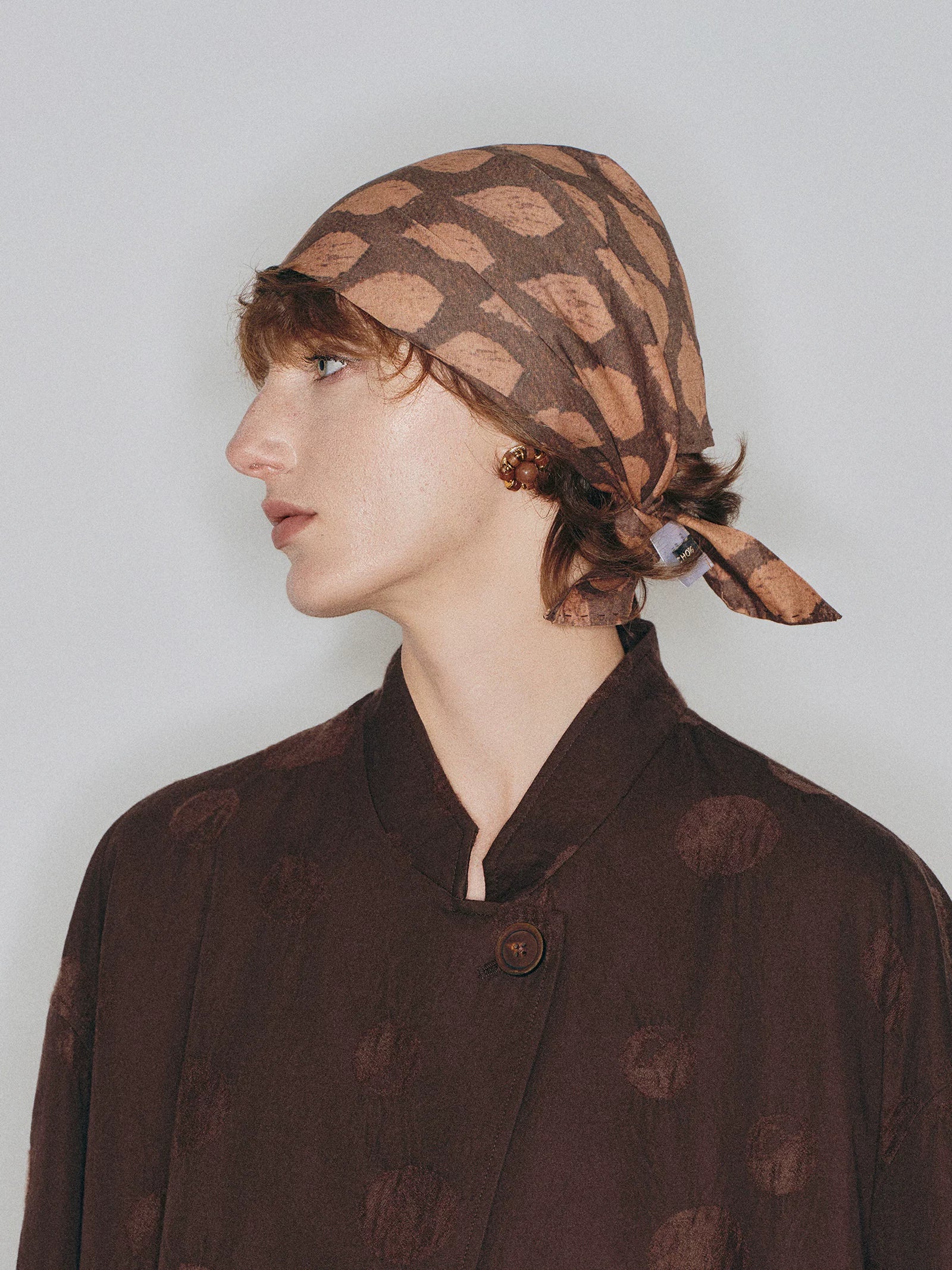 Geometric Silk & Ramie Cotton Scarf – Literary Style