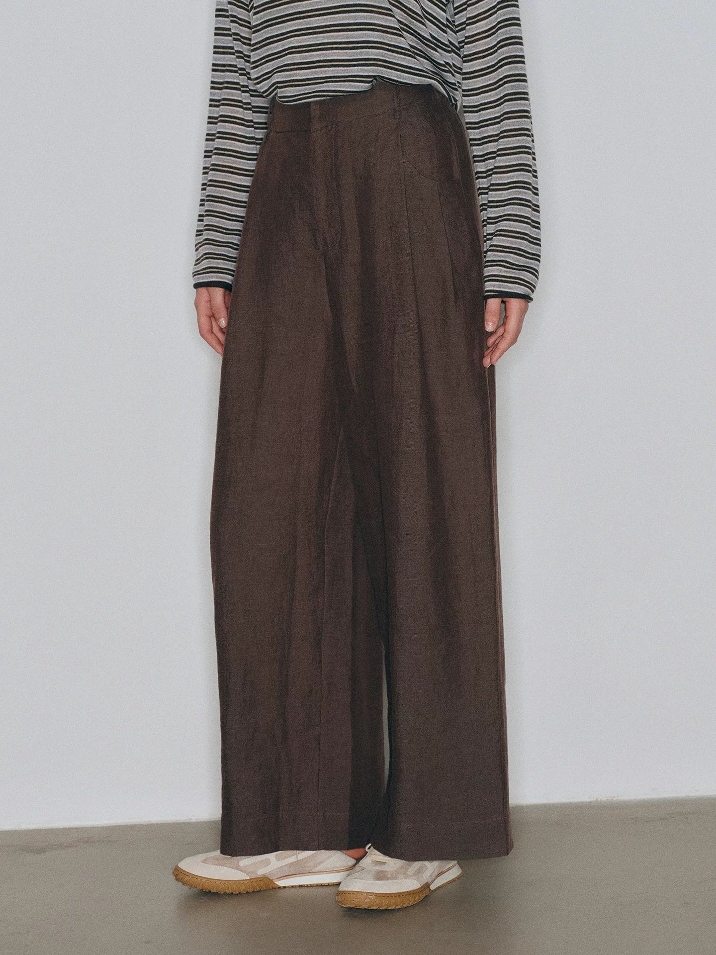 Mousse Vibe Old Money Style High-Waist A-Line Linen Pant