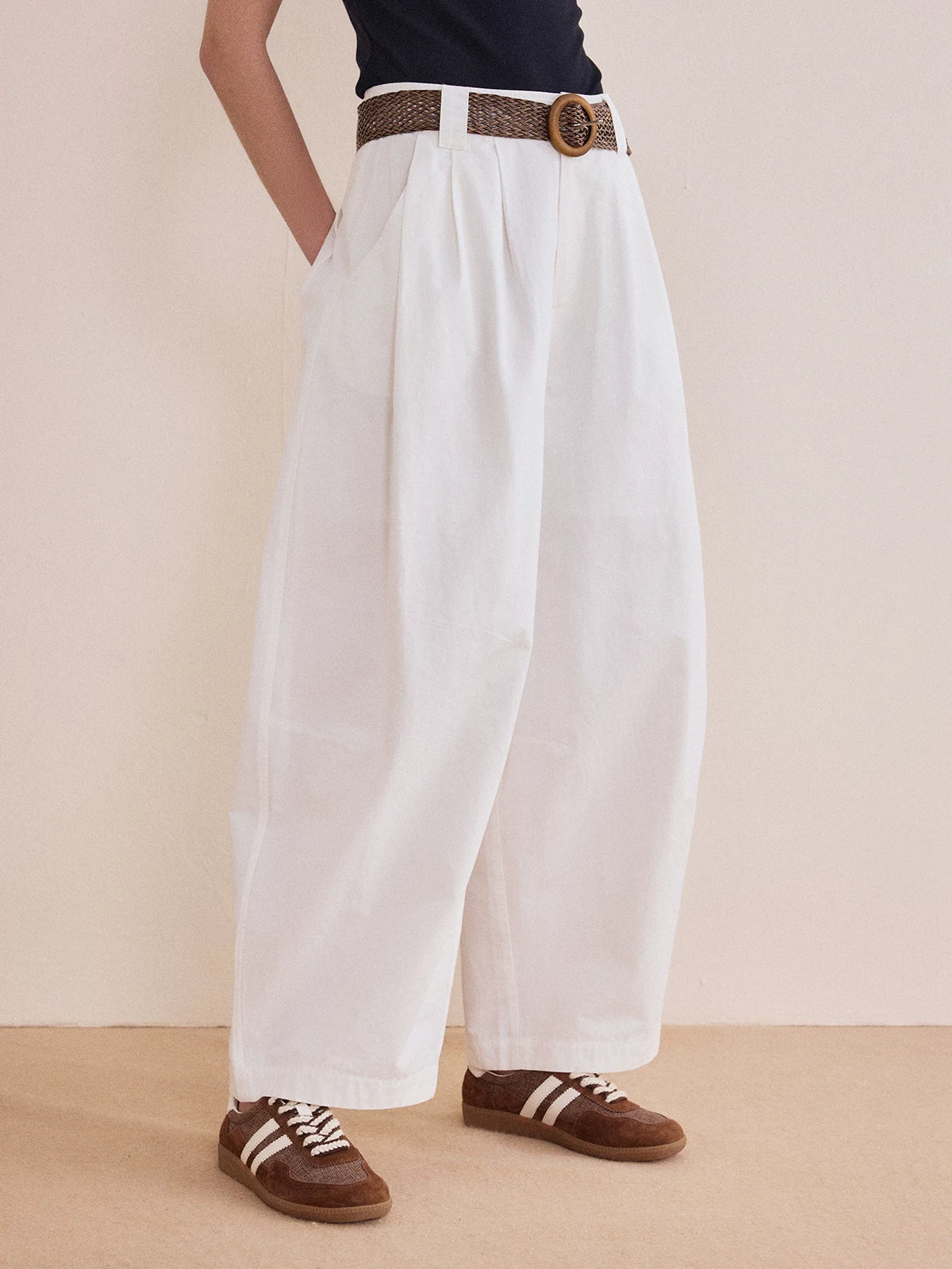 Mousse Vibe "Thin Hoop Pants" Pleated Balloon Cocoon Wide-Leg