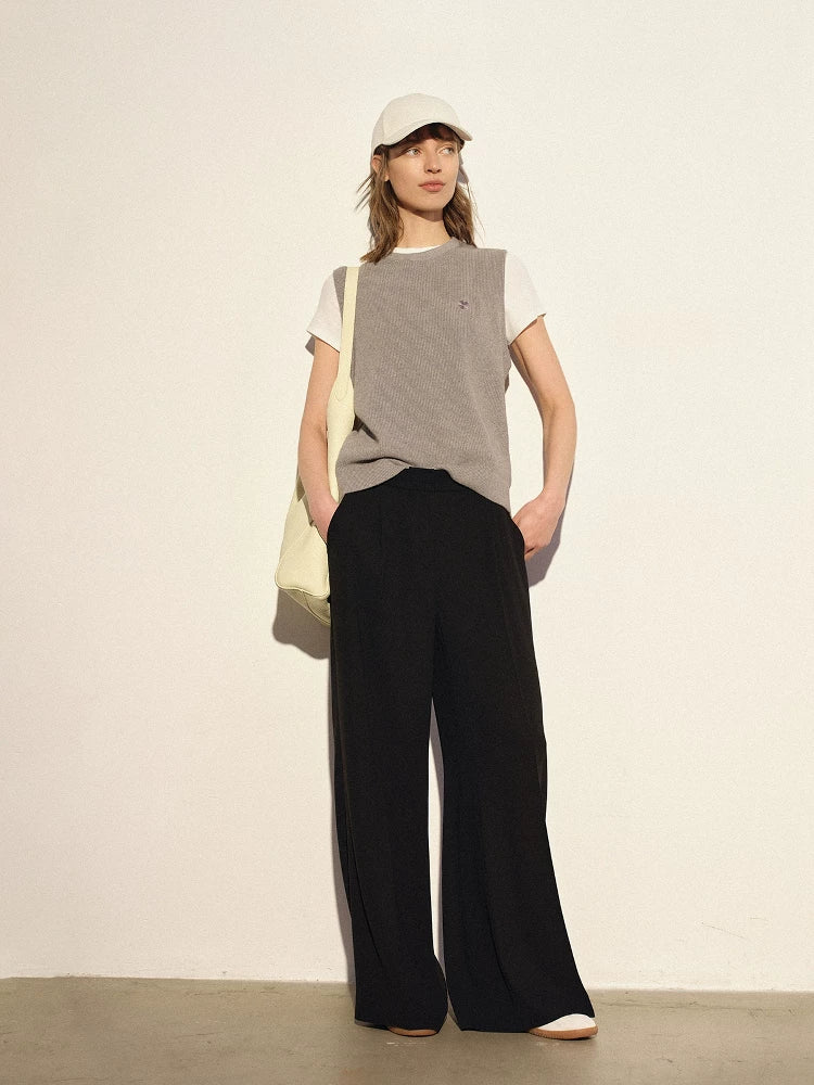 Eco-Friendly Pleated Wide-Leg Pants – Cool Acetate Blend