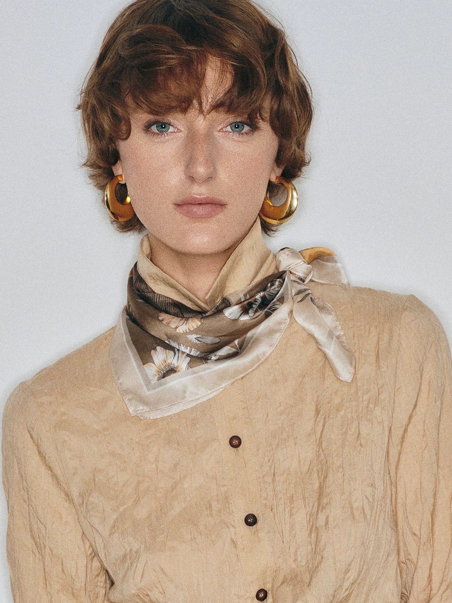 Mousse Vibe "Southern France" Retro Art Silk Crepe Satin Scarf