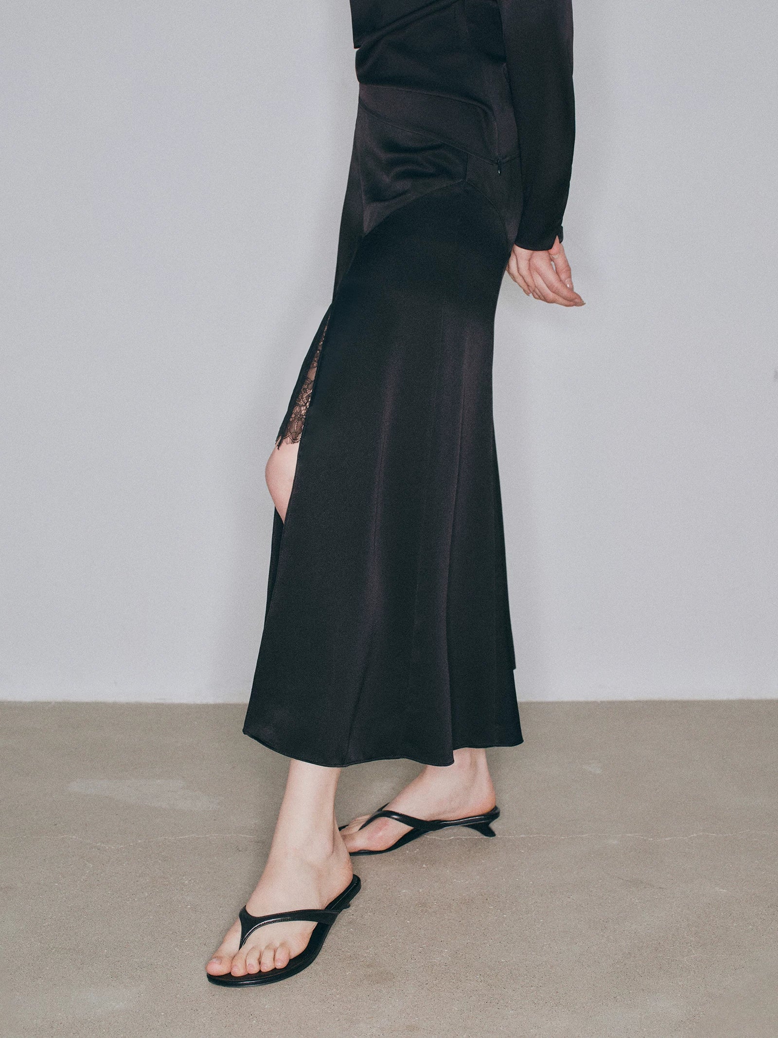 Mousse Vibe Triacetate High Pants with Sexy Lace Bottom